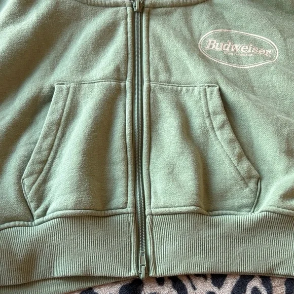 Budweiser Olive Green Zip-Up Hoodie - Picture 3 of 9
